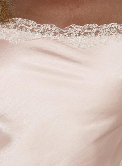 Cosmas Lace Trim Satin Cami Top Pink