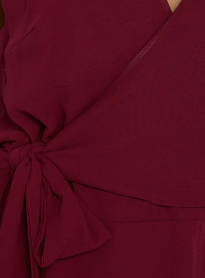Dream Of Me Wrap Halter Mini Dress Burgundy