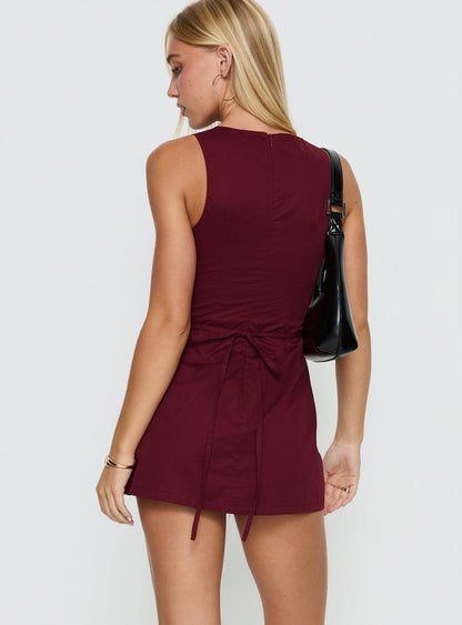 Etiquette Romper Burgundy