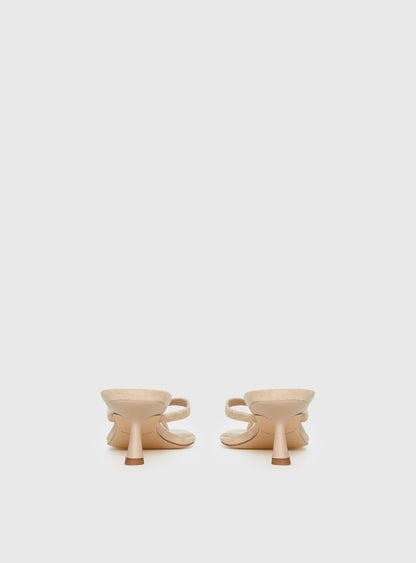 So Exclusive Faux Suede Thong Heels Tan