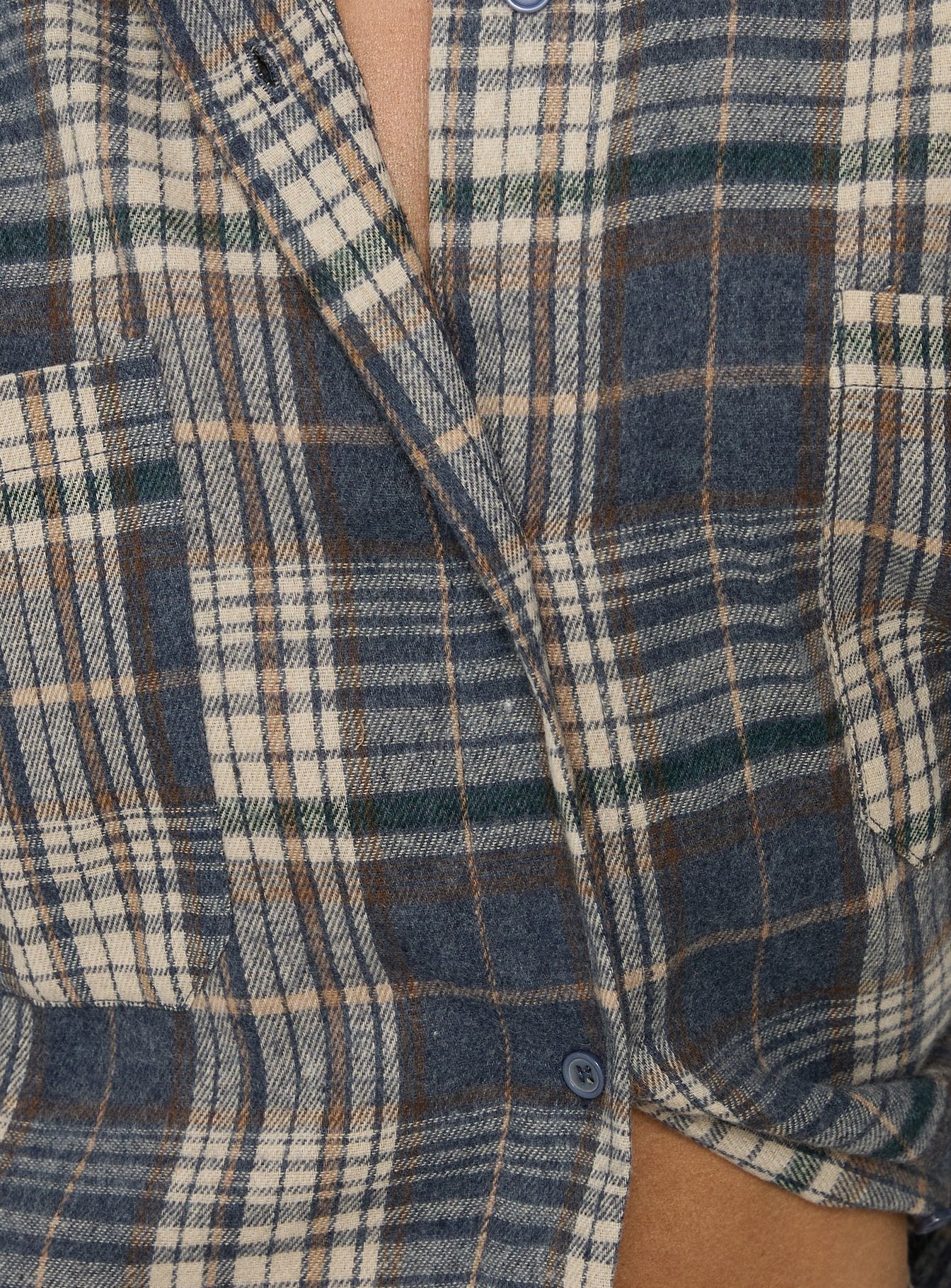 Clarity Oversized Long Sleeve Shirt Ash Plaid
