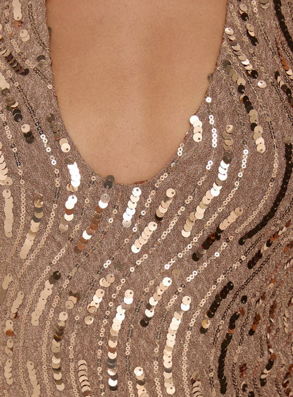 Slone Sequin Halter Top Gold Shimmer