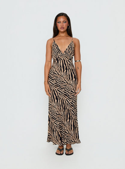 Cherilynn V Neck Maxi Dress Zebra