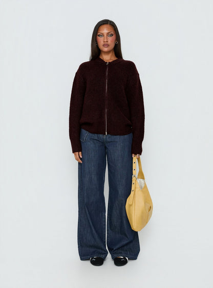 Lexene Zip Through Jumper Plum