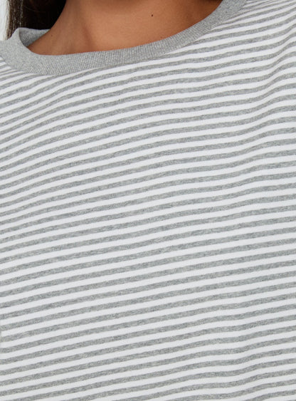 Settle Down Short Sleeve Top Grey / White Stripe