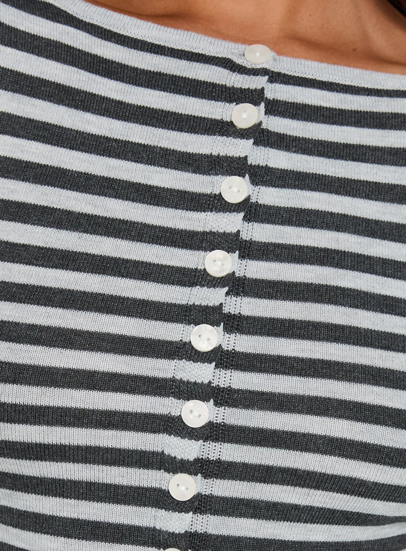 Vesira Button Detail Long Sleeve Knit Cardigan Stripe