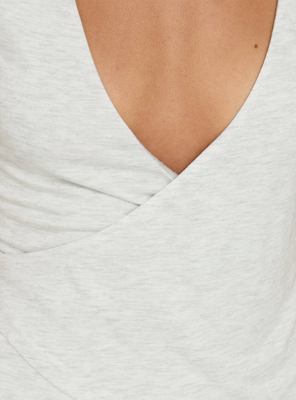 Stefanee Short Sleeve Wrap Top Light Grey Marle
