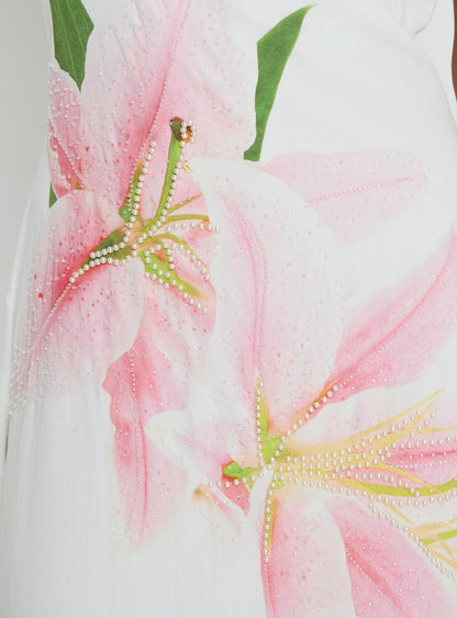 Anny Beaded Maxi Dress White Floral