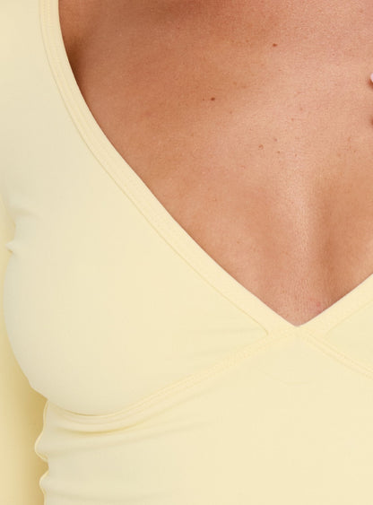 New Horizons Long Sleeve V Neck Top Butter Yellow