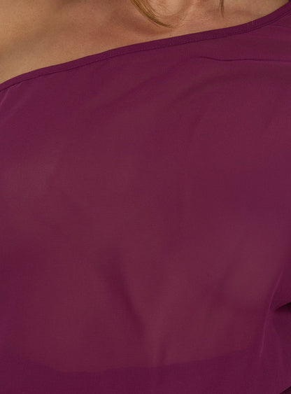 Idalina Slouchy Chiffon Top Plum