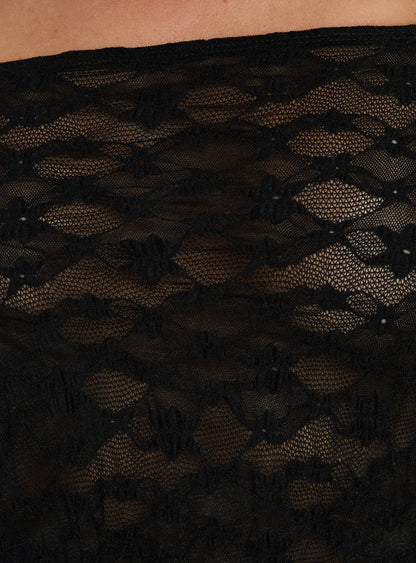 Korrine Off Shoulder Short Sleeve Lace Top Black