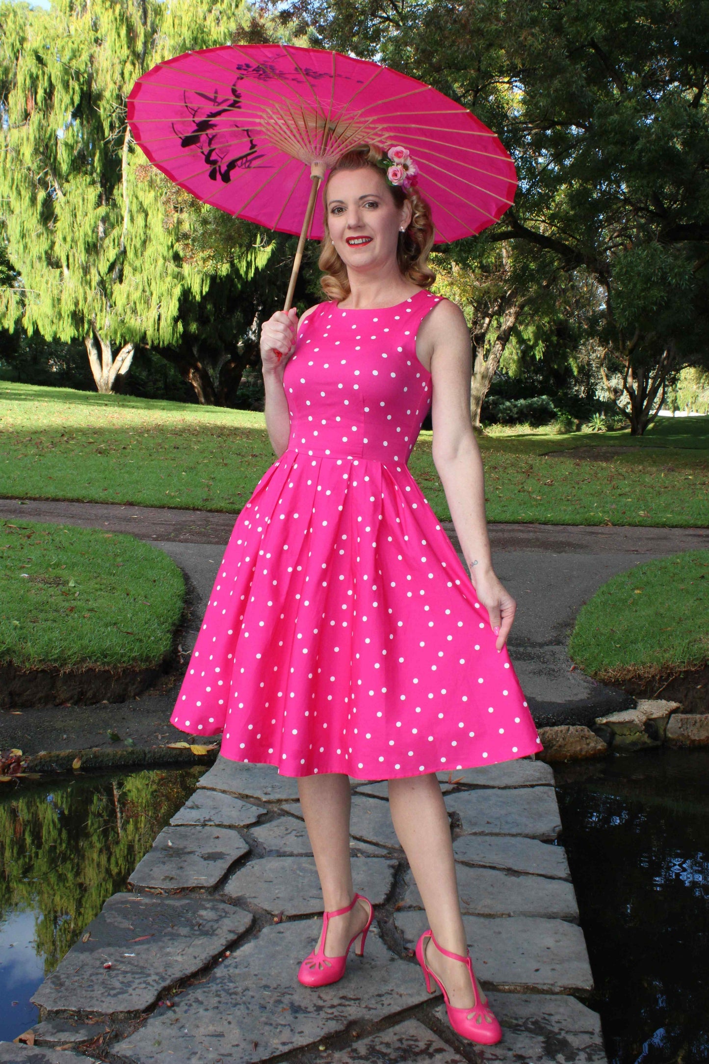Lola 50's Retro Swing Dress in Hot Pink