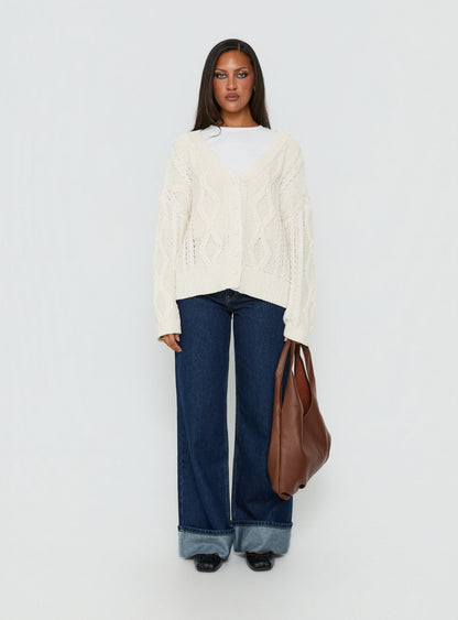 Selfless Love Cable Knit Cardigan Cream