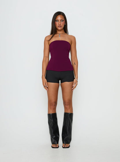 Loreto Strapless Tie Back Top Plum