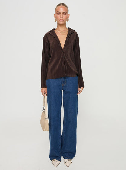 Louie Pleated Shirt Brown