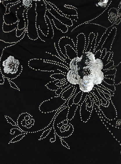 Daphie Beaded Mini Dress Black / Silver