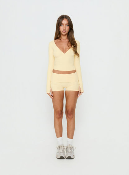 Peak Foldover Micro Shorts Yellow