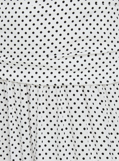 Millen Gathered Waist Halter Maxi Dress White Polka Dot