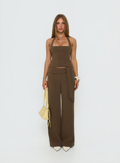 Wild Haze Tie Waist Pants Dark Green