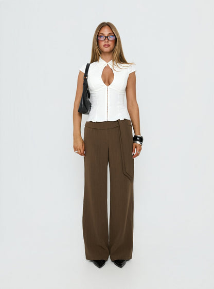 Yalanda Cut Out Collared Top White