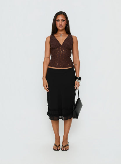 Clarabella Frill Midi Skirt Black