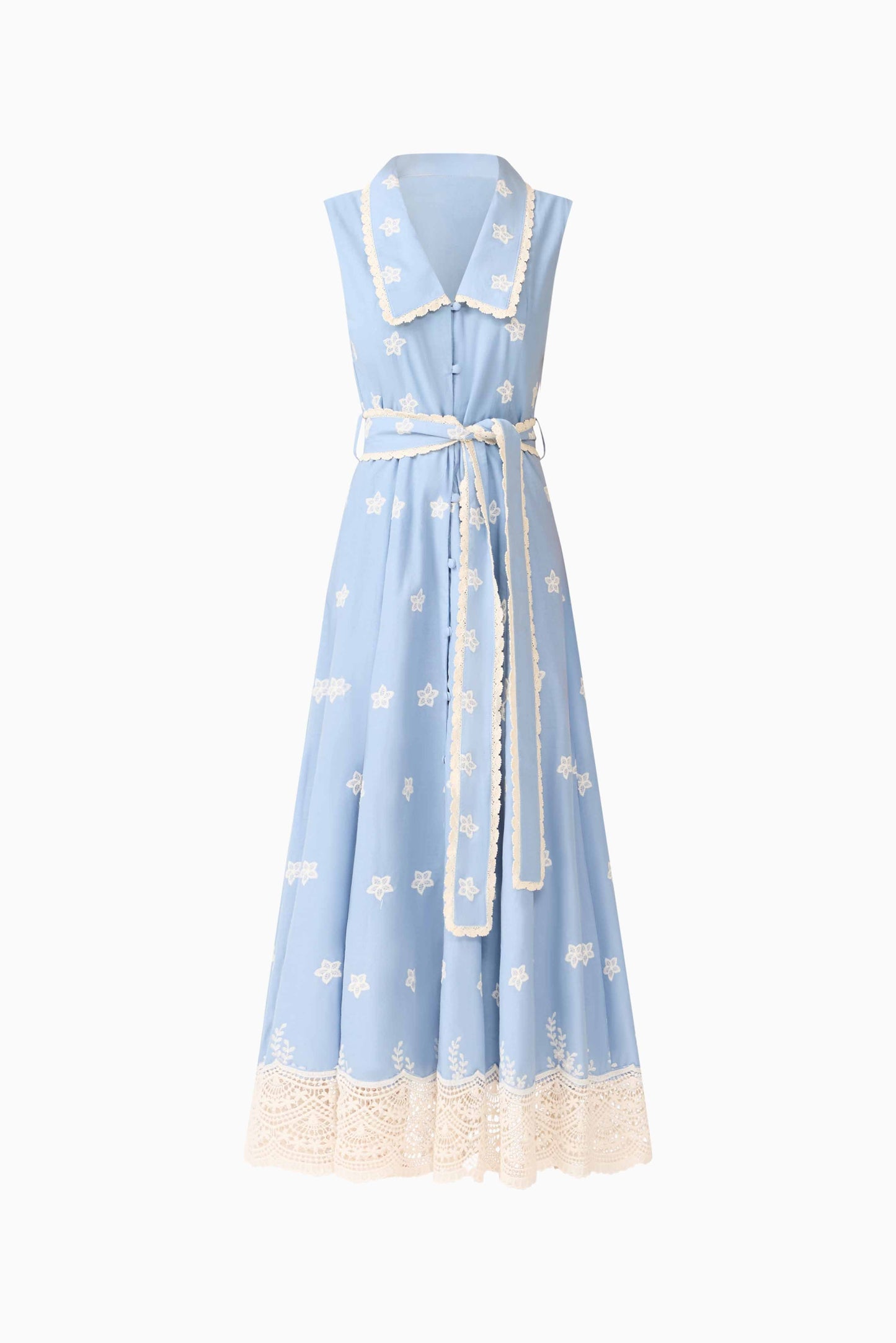 CURAAE Estella Midi Dress in Blue & Cream