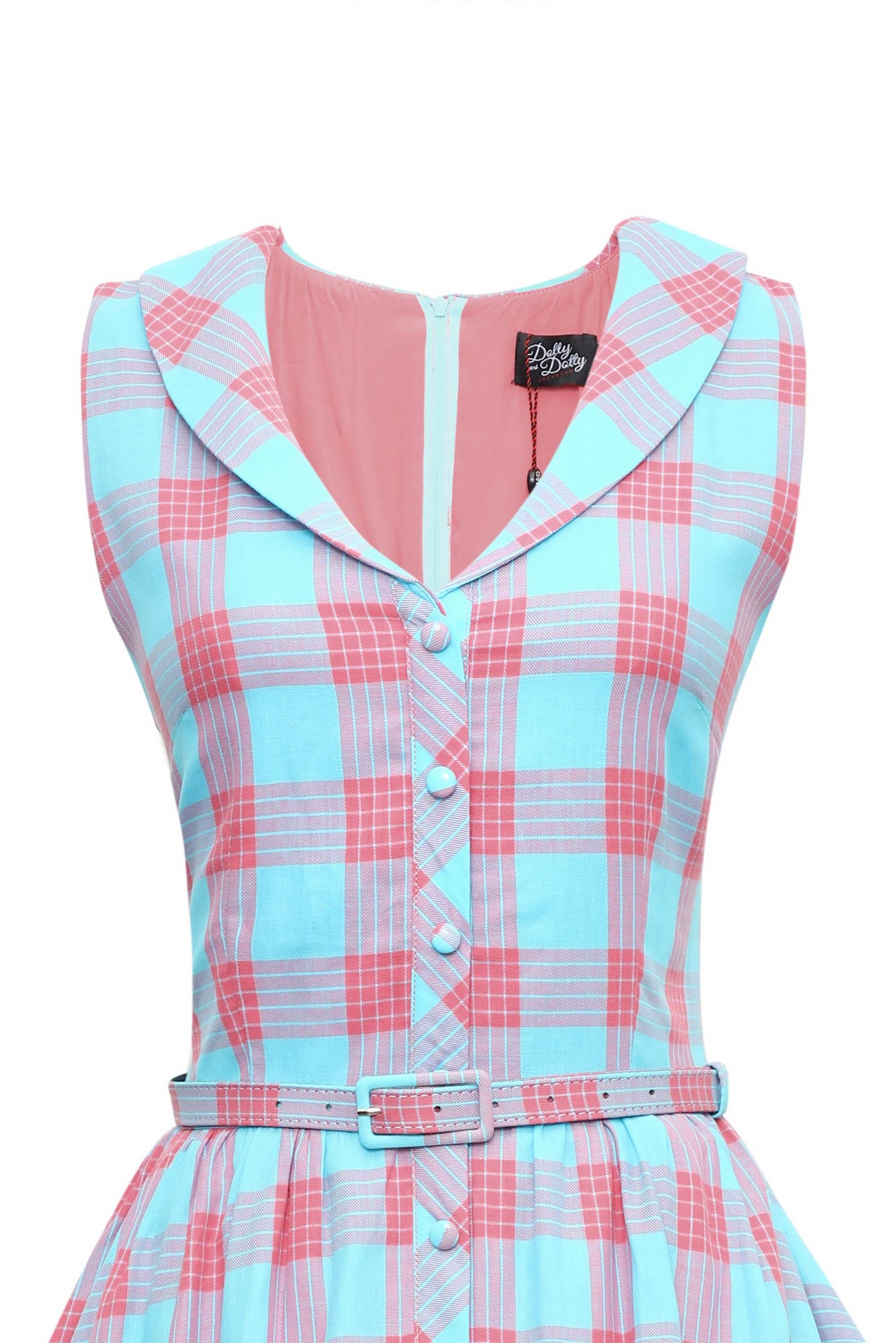 Maverick Retro Blue & Pink Check Shirt Dress