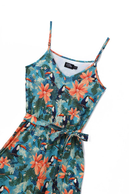 Brigitte Tropical Toucan Strappy Jumpsuit
