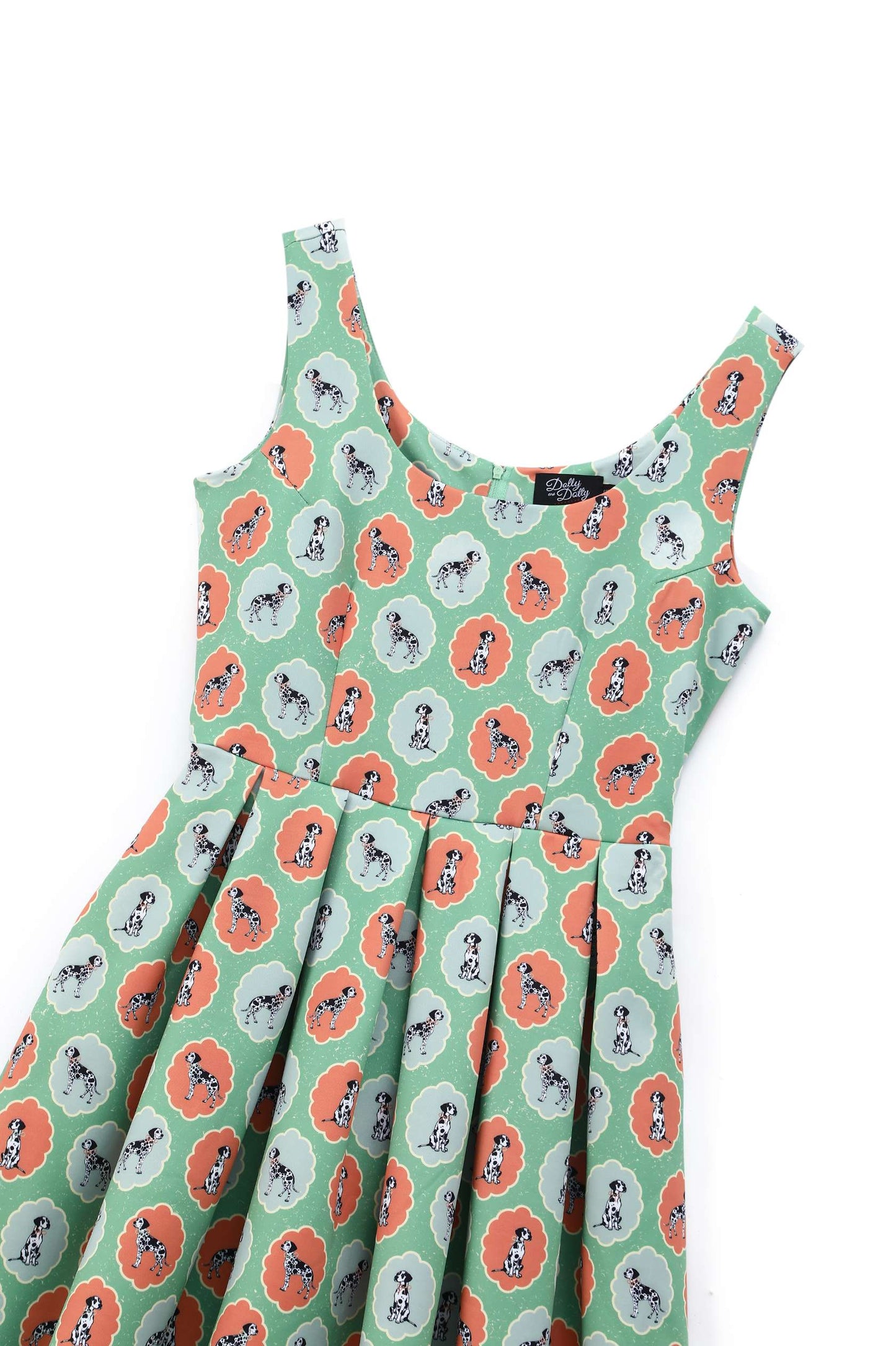 Amanda Dalmatian Flared Dress In Green