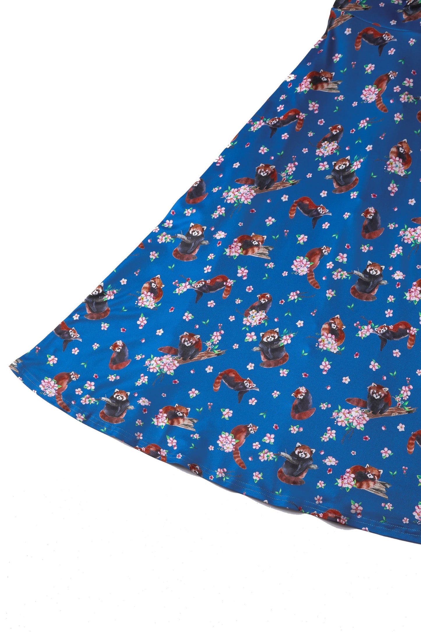 Janice Blue Short Sleeved Tea Dress in Red Panda Print