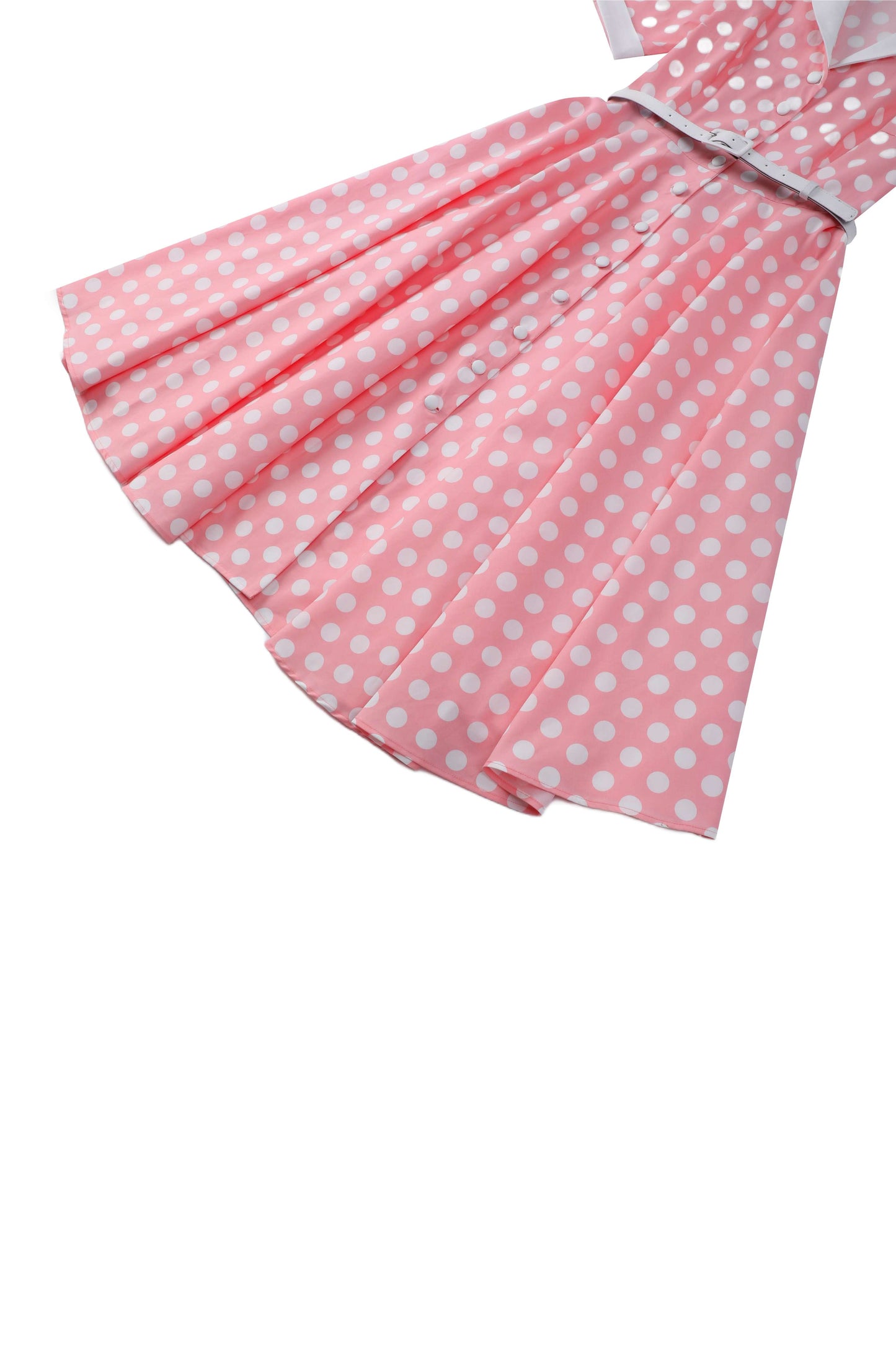 Mollie Light Pink Polka Dot Full Circle Shirt Dress