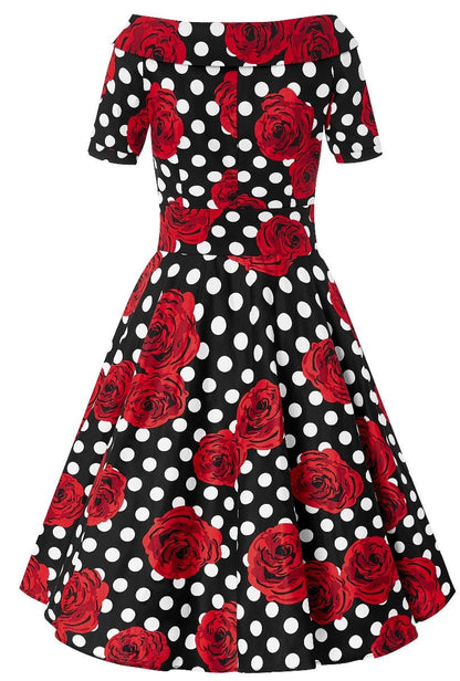 Darlene Polka & Roses Swing Dress