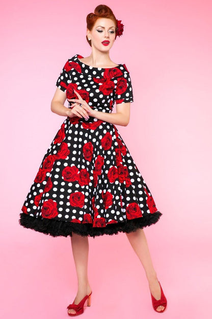 Darlene Polka & Roses Swing Dress