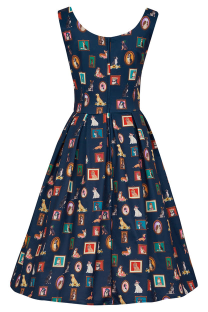 Amanda Dog Frame Circle Dress In Navy Blue