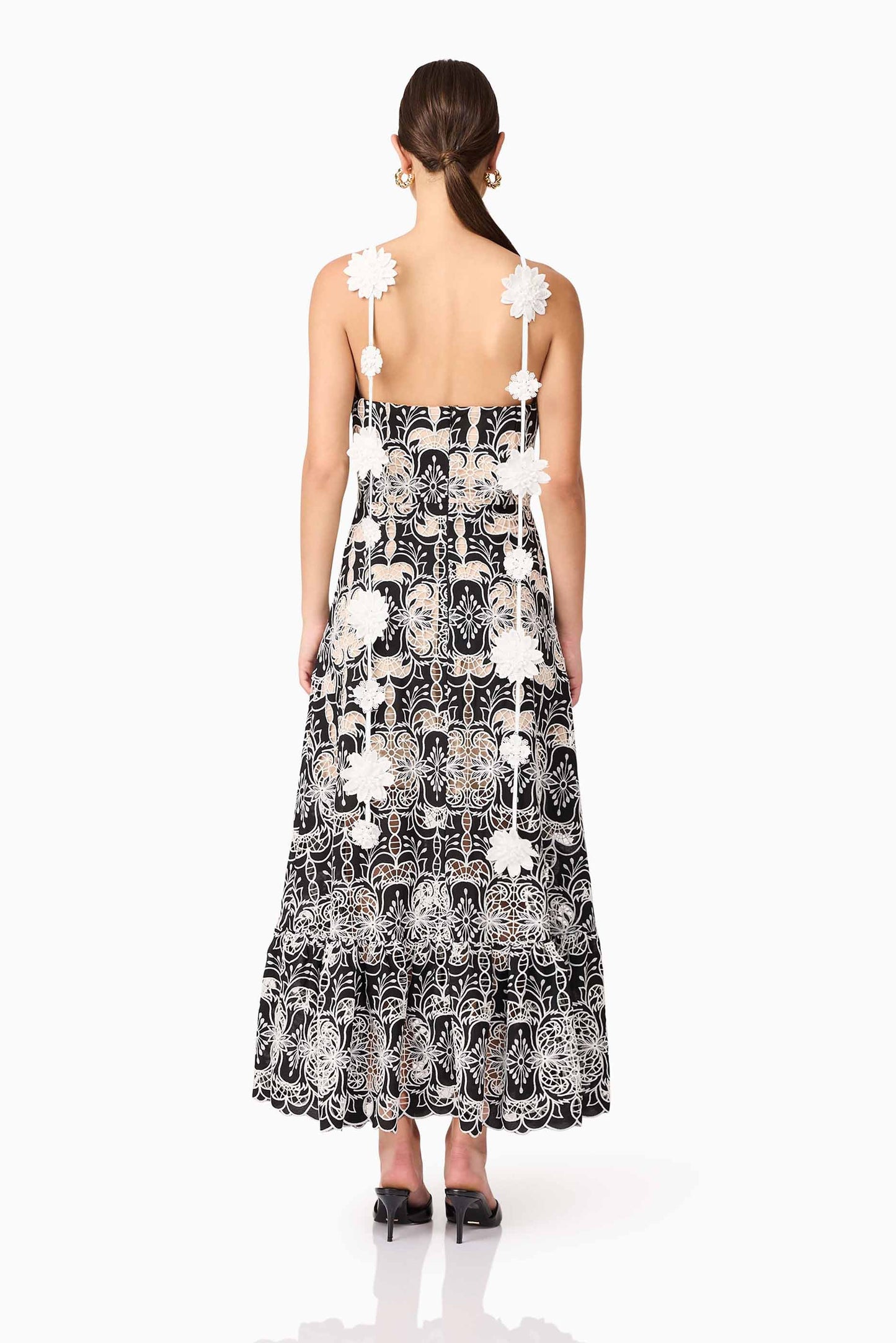 Jolie Floral Midi Dress in Black