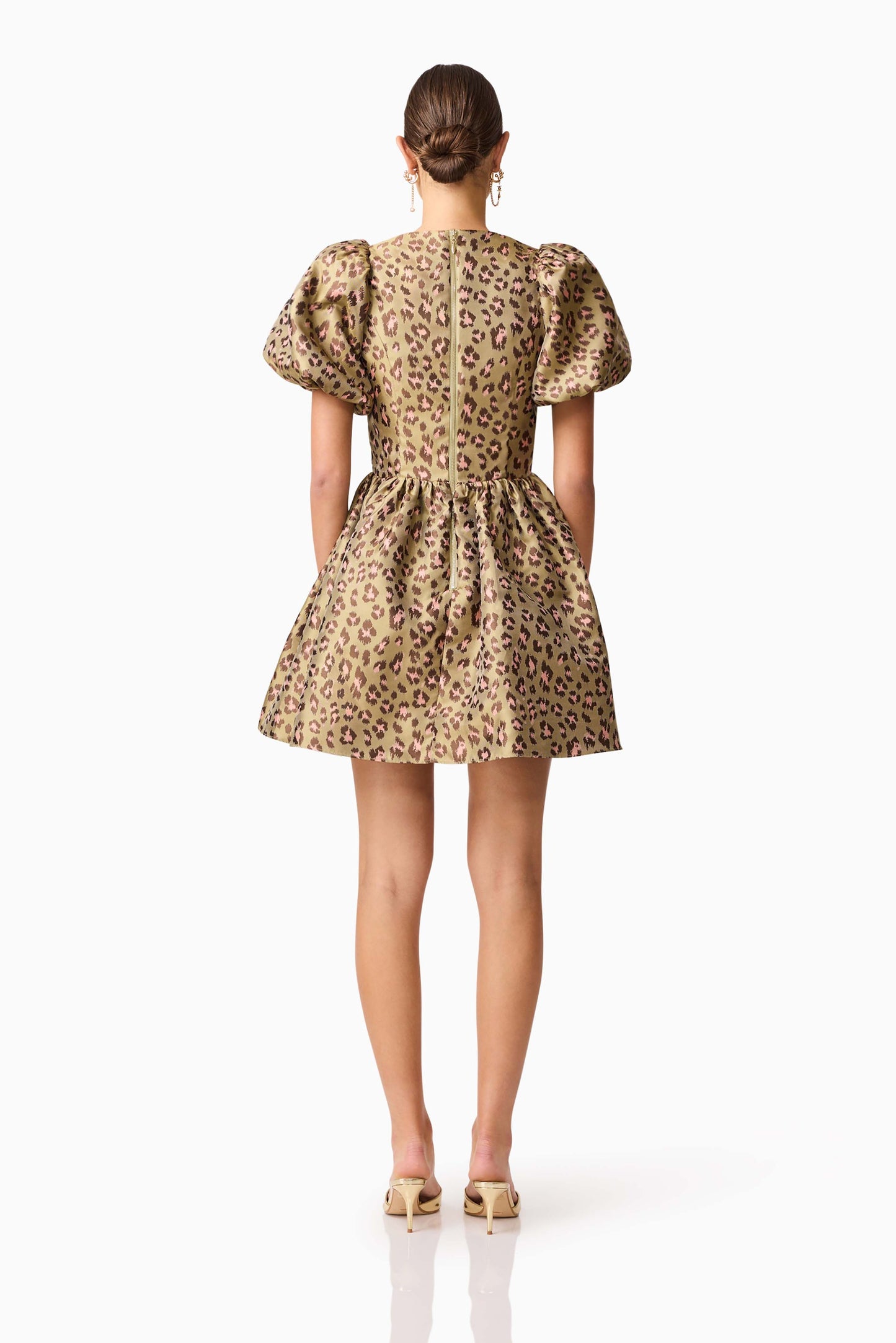 Elara Romper Mini Dress in Leopard Print