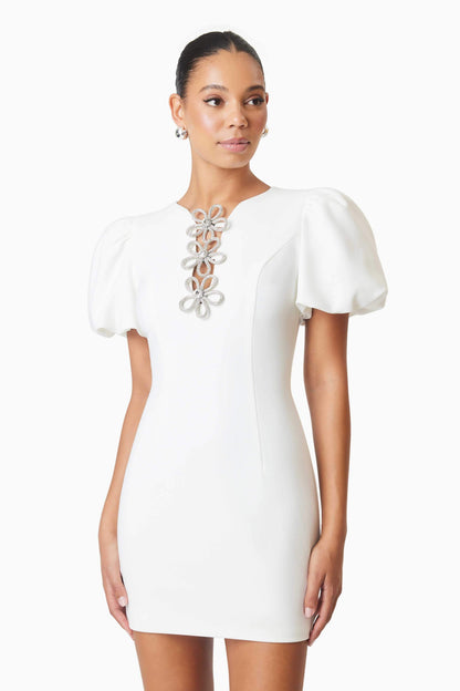 Delia Diamante Mini Dress In White