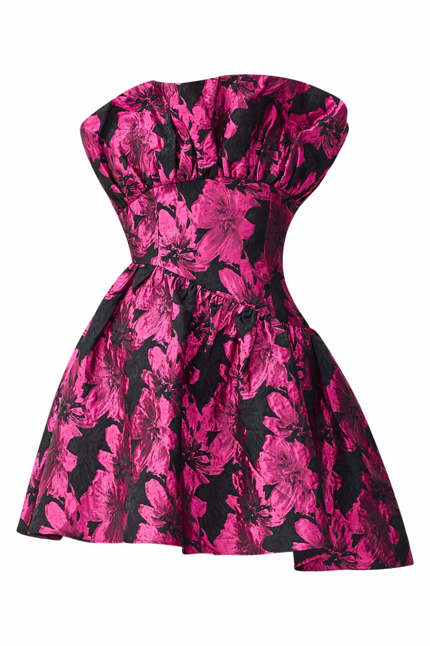Holly Asymmetrical Mini Dress in Pink & Black Floral