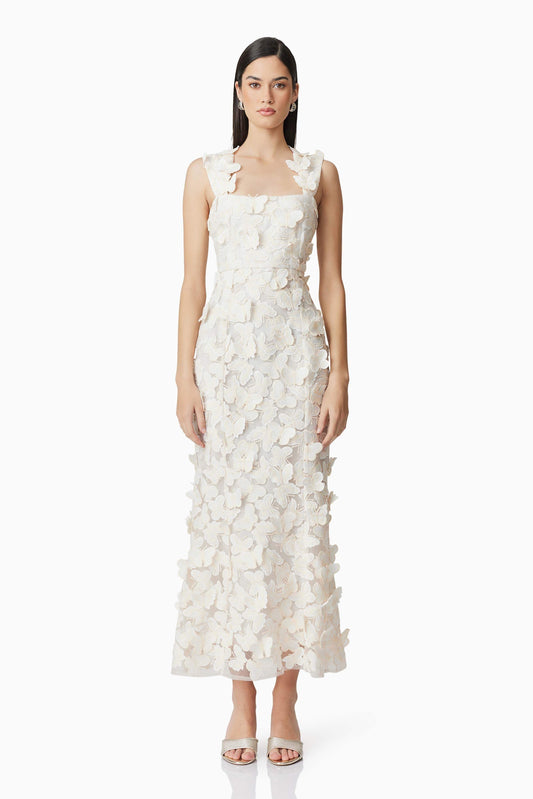 Scarlett Butterfly Midi Dress In White