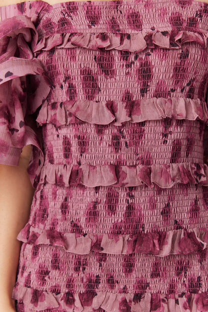 Monica Ruffled Mini Dress in Purple