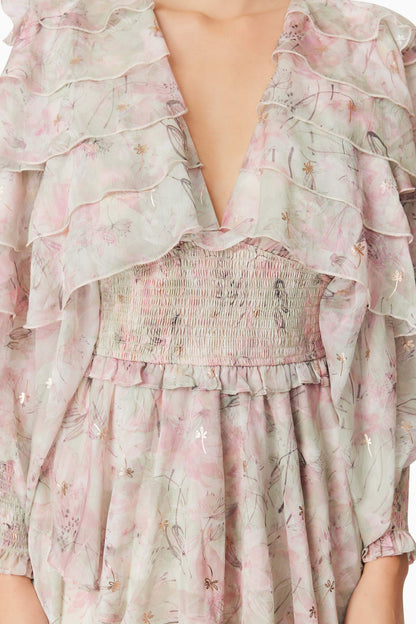 Monica Long Sleeve Midi Dress in Floral