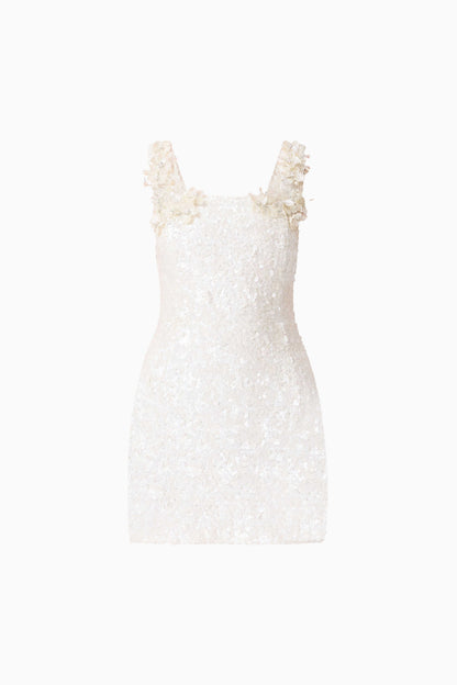 Alessia Embellished Mini Dress in White
