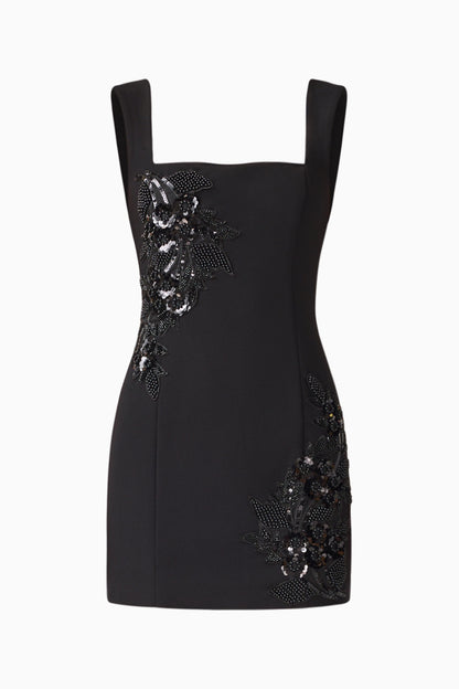 Odelia Beaded Mini Dress in Black