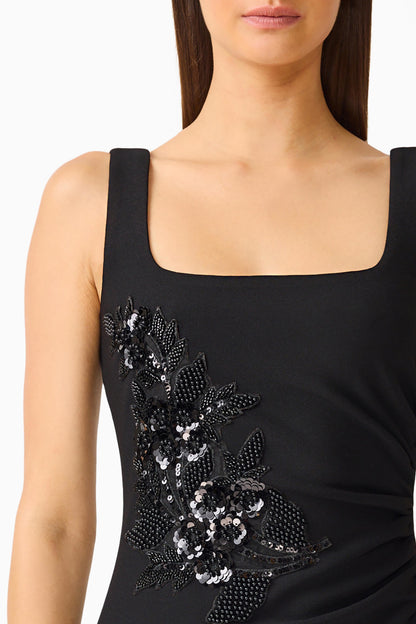 Odelia Beaded Maxi Dress in Black