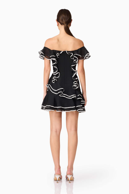 Melissa Tiered Mini Dress in Black