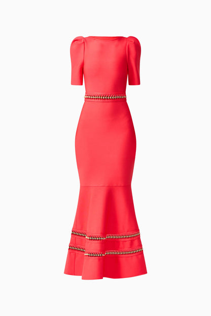 Jesselle Short Sleeve Gown in Red