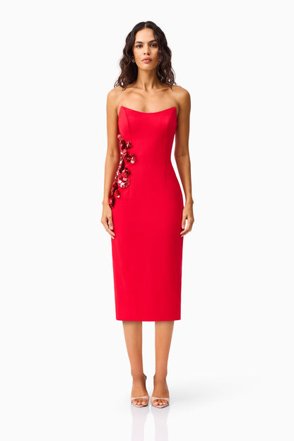 Yasmine Strapless Maxi Dress in Red