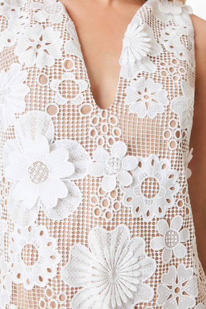 Autumn Shift Mini Dress In White