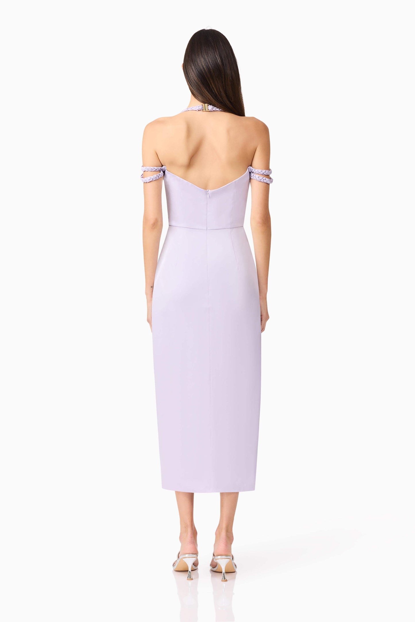 Anika Cowl Neck Midi Dress in Purple
