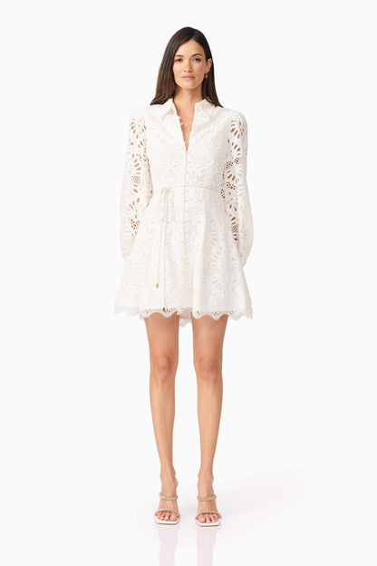 Carli Mini Shirt Dress in White